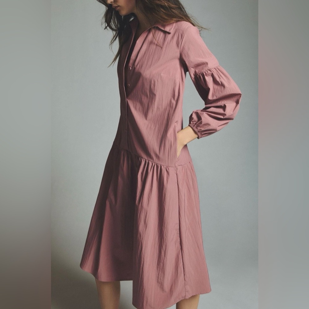 Anthropologie Dusty Rose Long Sleeve Dress